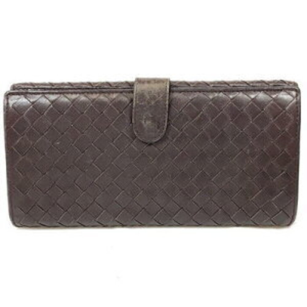 BOTTEGA VENETTA Double hook Long Wallet Brown Leather